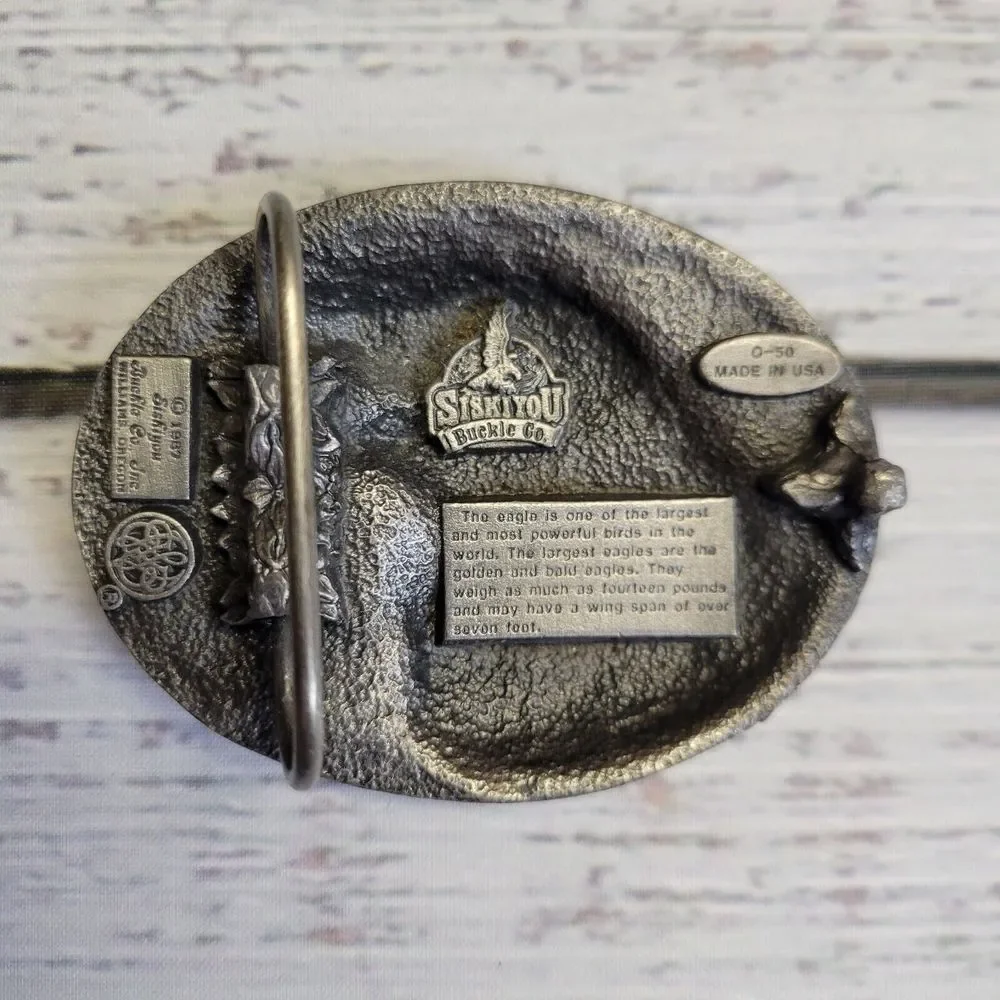 Siskiyou Buckle Co Eagle American  Belt Buckle Silver‎ Pewter Tone Metal 1987